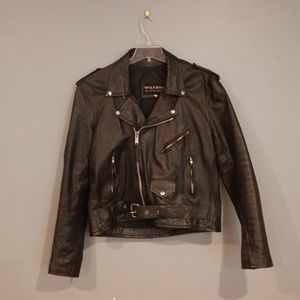 Killer authentic black leather biker jacket